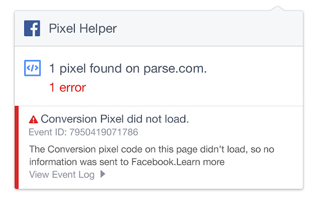 Chrome extensions: Facebook Pixel Helper