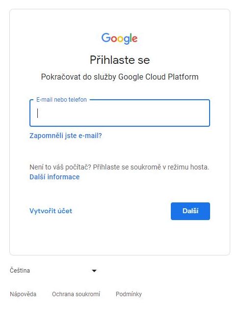 Google Cloud projekt: Krok 2