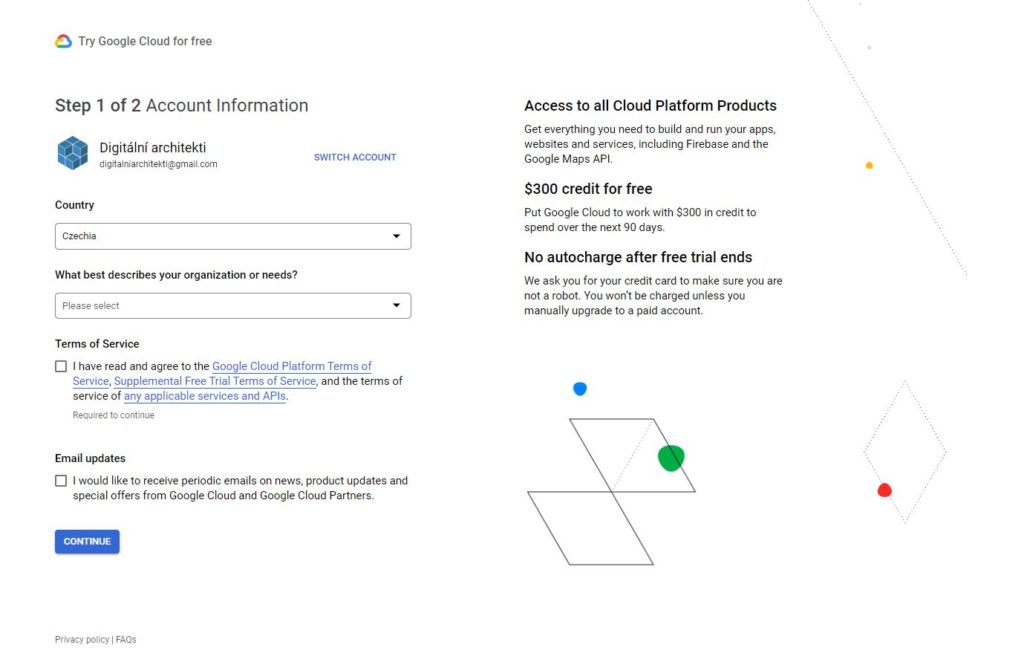 Google Cloud projekt: Krok 3