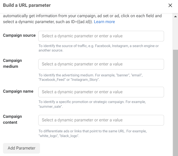 Tvorba URL parametru v Facebooku